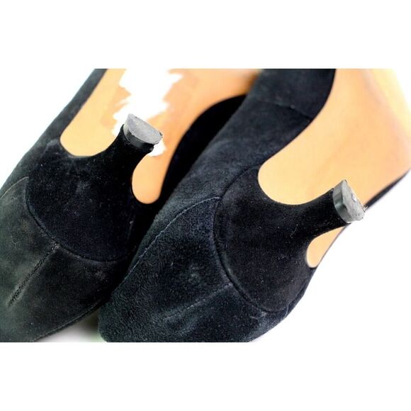 Donald Pliner BLACK GENUINE LEATHER SUEDE LOW HEEL CLASSIC PUMP SHOES Size 9M - Picture 10 of 11